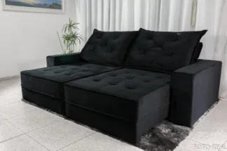 Sofá Retrátil Reclinável Milão 2.30m Preto