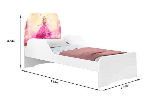 Cama Infantil Mini Branca Menina Adesivada Barbie Pink - JLB