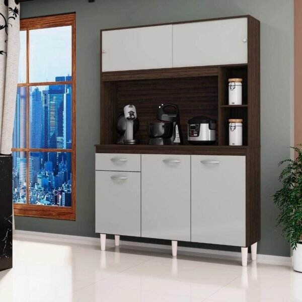 Kit Duda 1.20m 5 Portas Chocolate/Off White Poquema - Mobile Hause