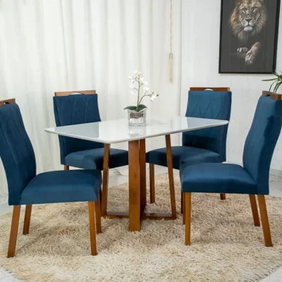 Mesa-Pedro-Mel-Tampo-Off-120×80-4-Cadeiras-Lisboa-Assento-Veludo-Azul-503-Art-Assento