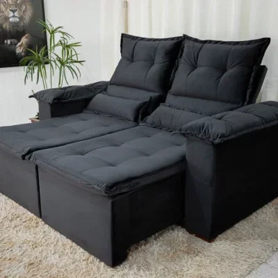 Sofá Retrátil Reclinável Luiza 1.80m Preto
