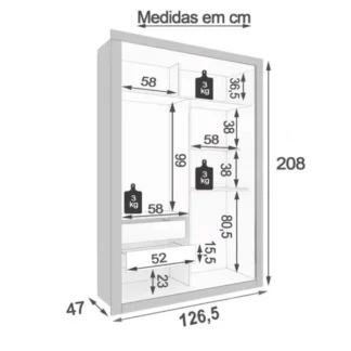 Guarda-roupa Espanha 6 Portas Larg. 1.80m Imbuia - Mobile Hause