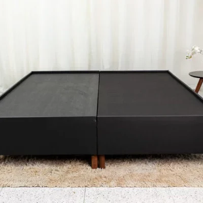 Alternative view of Base Box Queen Bipartida Zeus Korino Preto 162X200X38