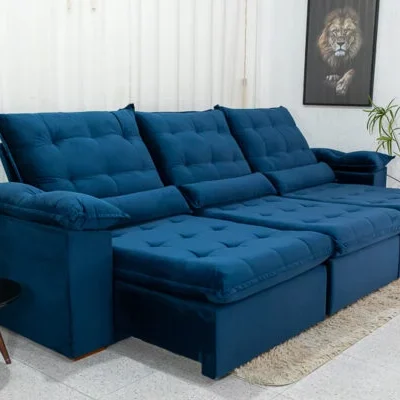 Sofá Retrátil Reclinável SV 3.20m Azul