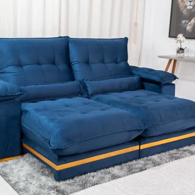 Sofá Retrátil Reclinável Amsterdã Plus 2.50m Azul