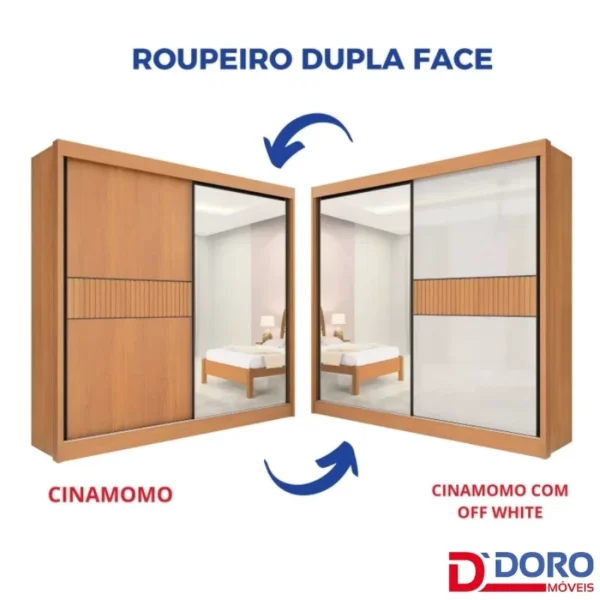 Guarda-Roupa Titanium Ripado Larg. 2.20m 2 Portas 6 Gavetas - Imagem 4