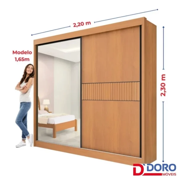 Guarda-Roupa Titanium Ripado Larg. 2.20m 2 Portas 6 Gavetas - Imagem 8