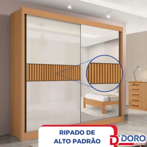 Guarda-Roupa Titanium Ripado Larg. 2.20m 2 Portas 6 Gavetas - Imagem 9