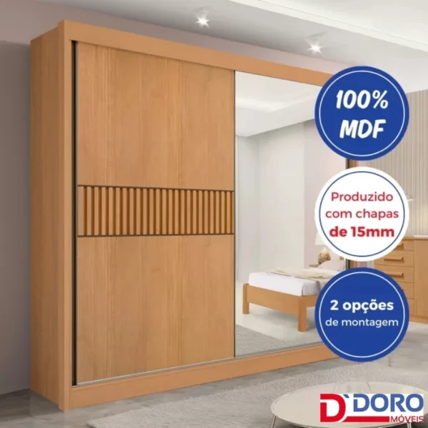 Guarda-Roupa Titanium Ripado Larg. 2.20m 2 Portas 6 Gavetas - Imagem 10