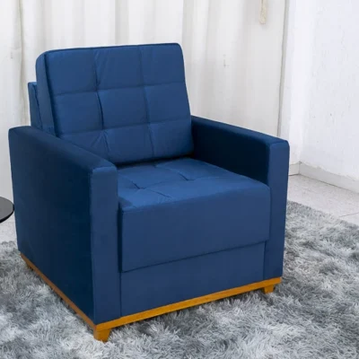 Poltrona Decorativa Veludo Living Europa Azul