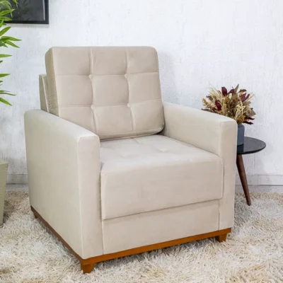 Poltrona Decorativa Veludo Living Europa Bege