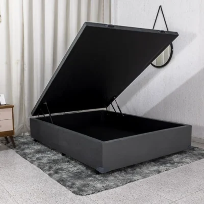 Base Box Baú Casal 138x188x42 Veludo Cinza Portobel