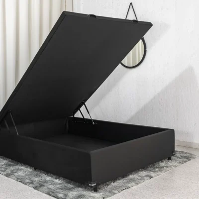 Base Box Baú Casal 138x188x42 Veludo Preto Portobel