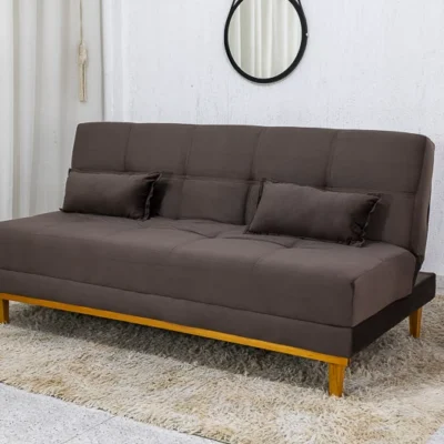 Sofá Cama Napoli larg. 1.80m Molas Bonnel Veludo Marrom