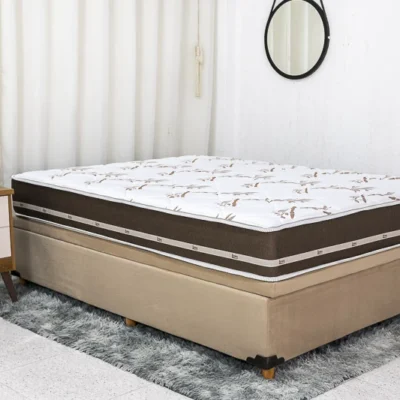 Alternative view of Box Baú Prime Capuccino + Colchão Casal Classic Marrom 188×138x62 Molas Superlastic