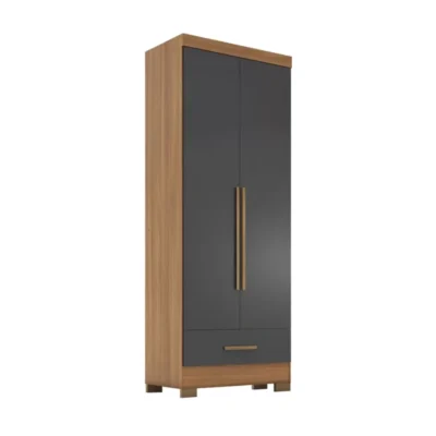 Roupeiro Solteiro Smart Plus 2 Portas 1 Gaveta Larg. 0.85m (GR2123) Cinamomo-Chumbo