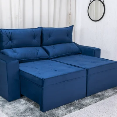 Sofá Retrátil Reclinável Kiev 2.00m Azul