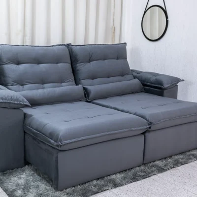 Sofá Retrátil Reclinável SV 2.30m Cinza 20