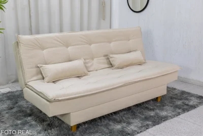 Sofá Cama Napoli Premium larg. 1.80m Linho Bege