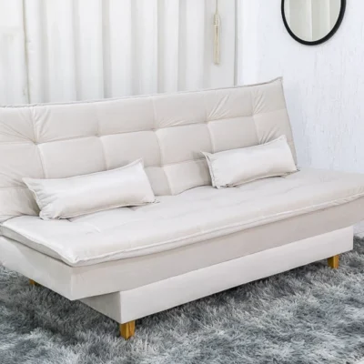 Sofá Cama Napoli Premium larg. 1.80m Veludo Bege