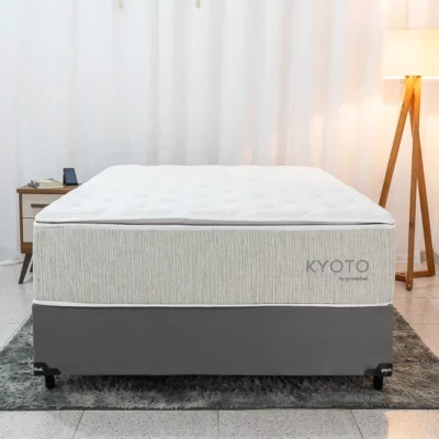 Alternative view of Base Box Casal Veludo Cinza + Colchão Casal Kyoto 138x188x70