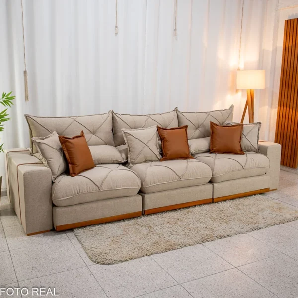 Sofá Retrátil Reclinável Grajaú 3.20m Linho - Imagem 4