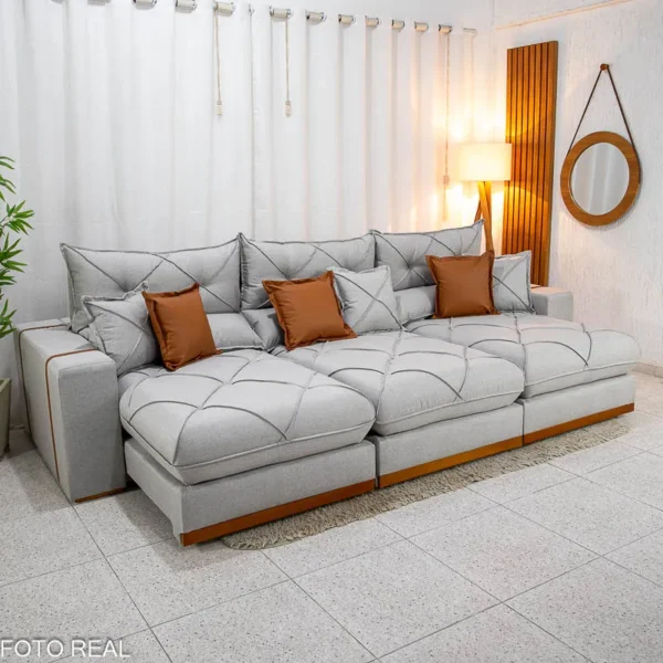 Sofá Retrátil Reclinável Grajaú 3.20m Linho Cinza (1)