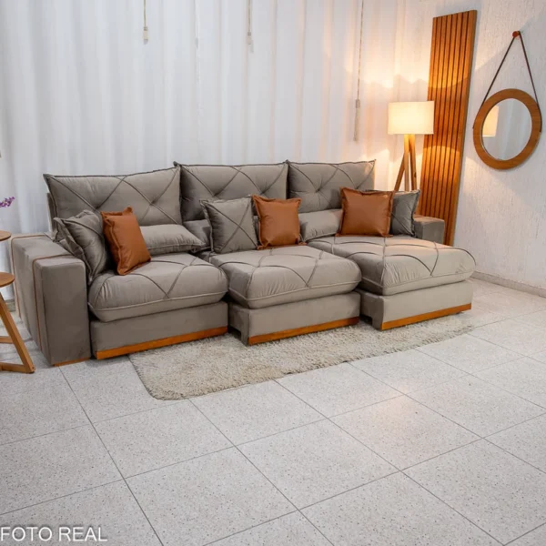 Sofá Retrátil Reclinável Grajaú 3.20m Veludo - Imagem 6