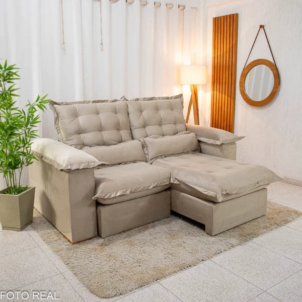 Sofá Retrátil Reclinável Noronha 2.10m Veludo - Imagem 2