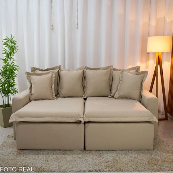 Sofá Retrátil e Cama Itália 2.10m Linho - Sem Caixa - Imagem 4