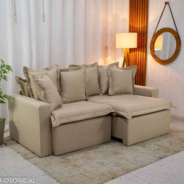 Sofá Retrátil e Cama Itália 2.10m Linho - Sem Caixa - Imagem 2
