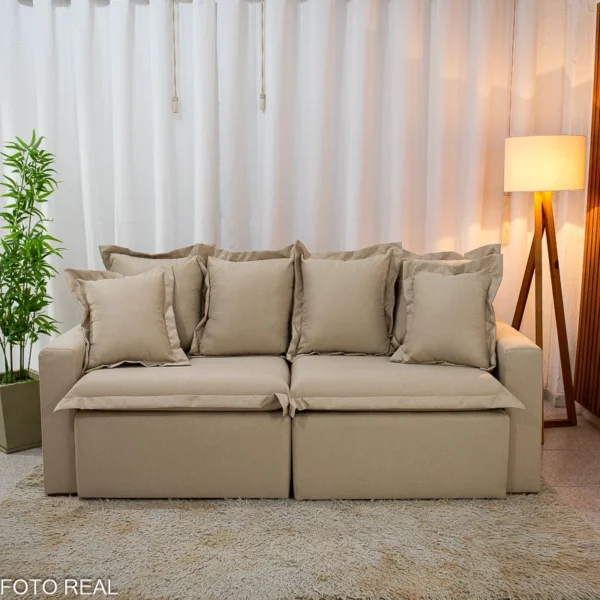 Sofá Retrátil e Cama Itália 2.10m Linho - Sem Caixa - Imagem 7