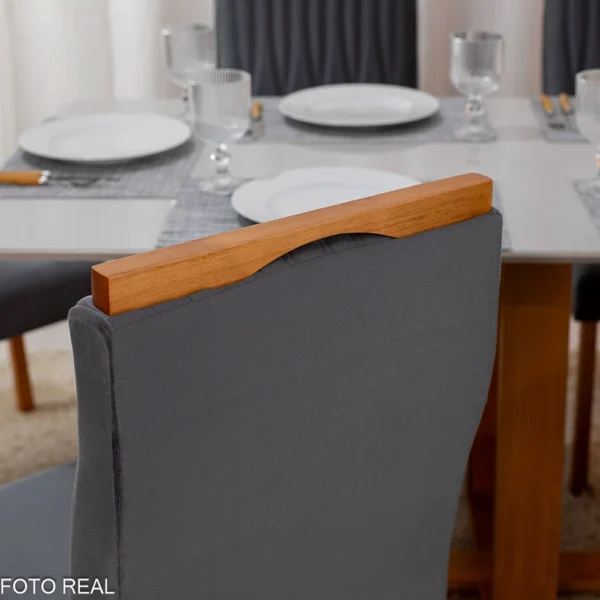 Mesa de Jantar Pedro Mel Tampo Off 160×80 6 Cadeiras Genova Assento Veludo - Imagem 4