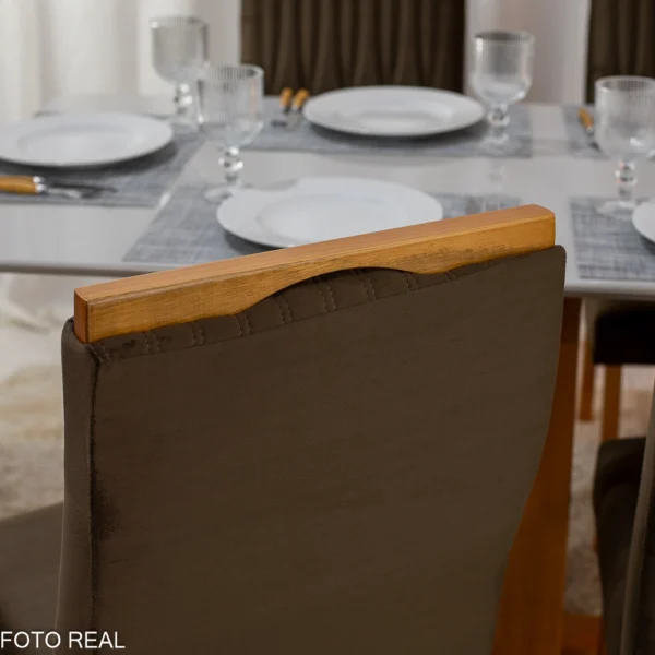 Mesa de Jantar Pedro Mel Tampo Off 160×80 6 Cadeiras Genova Assento Veludo - Imagem 12