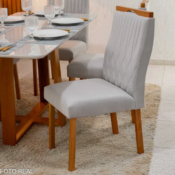 Mesa de Jantar Pedro Mel Tampo Off 160×80 6 Cadeiras Genova Assento Veludo - Imagem 8