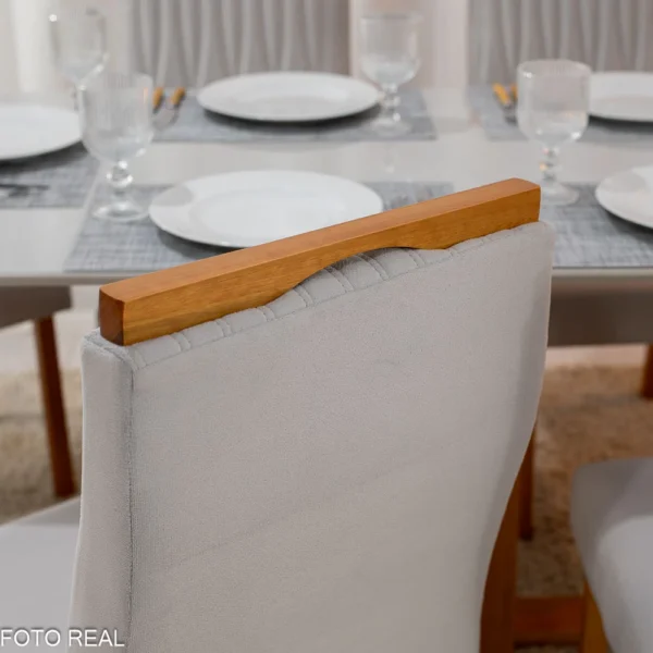 Mesa de Jantar Pedro Mel Tampo Off 160×80 6 Cadeiras Genova Assento Veludo - Imagem 7