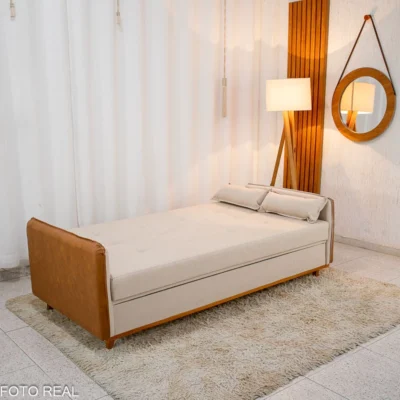 Alternative view of Sofá Cama Leblon larg. 2.05m Linho - Laterais Braços em korino