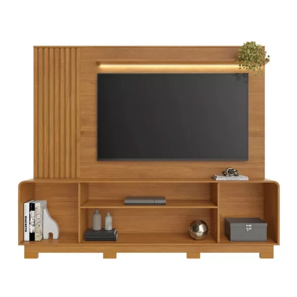 Home Apego Larg. 2.00m C/Luminária LED e Detalhe Ripado Para TV até 65" - Imagem 2