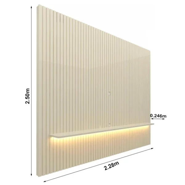 Painel Nobre Larg. 2.30m Ripado C/Led Para TV até 85" - Imagem 3