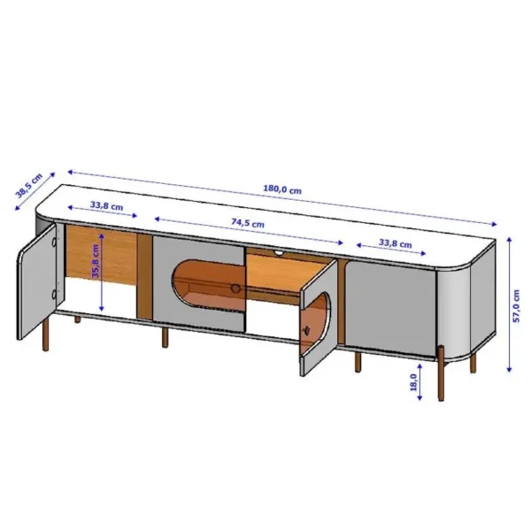 Rack Bancada Juquehy Larg. 1.80m C/LED Para TV até 75" - Imagem 5