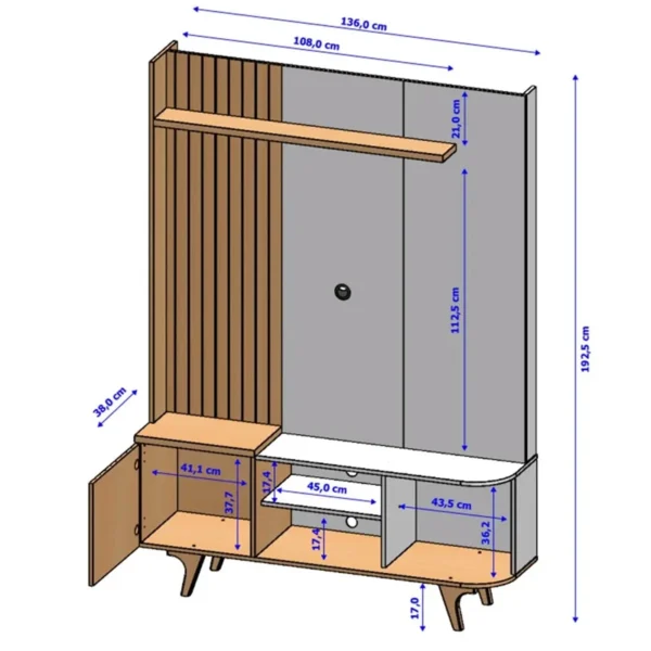 Home Corumbau Larg. 1.36m C/Detalhe Frisado Para TV até 55" - Imagem 4