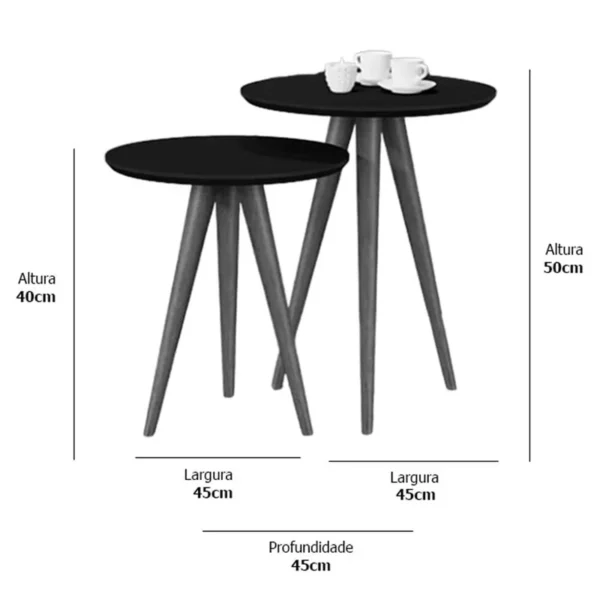Conjunto Mesa de Apoio 8003 Luxo Tampo 45cm - Imagem 5