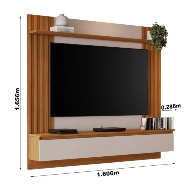 Painel NT 1365 Larg. 1.60m C/Detalhe Ripado Para TV até 65" - Imagem 3