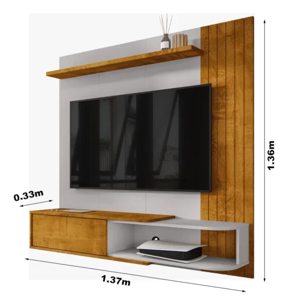Painel Paraty Larg. 1.37m C/Detalhe Frisado Para TV até 55" - Imagem 3