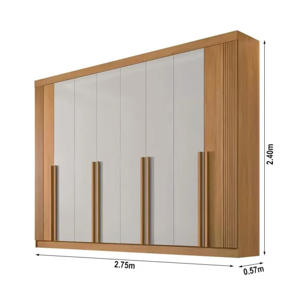 Guarda-Roupa Daymond Larg. 2.75m 8 Portas 8 Gavetas Ripado - Imagem 7