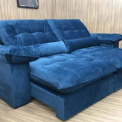 Sofá Retrátil Reclinável Amsterdã 2.50m Azul