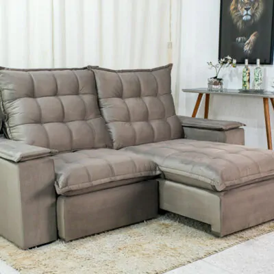 Sofá Retrátil Reclinável Olímpia 2.10m Cinza