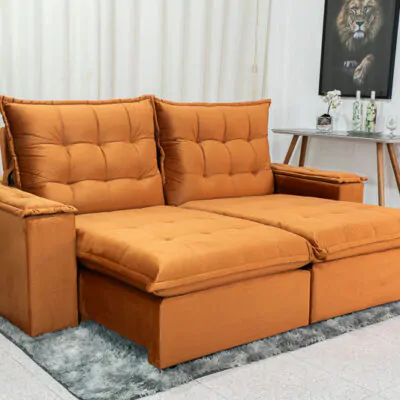 Sofá Retrátil Reclinável Olímpia 2.30m Terracota