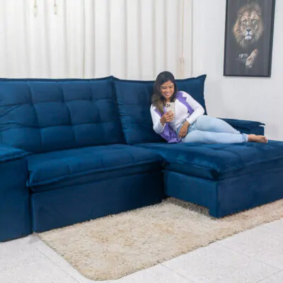 Sofá Retrátil Reclinável Olímpia 2.90m Azul