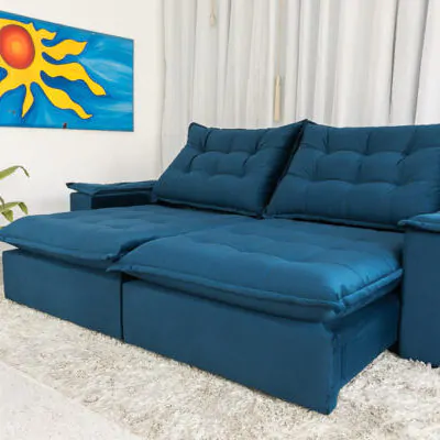 Sofá Retrátil Reclinável Santorini azul